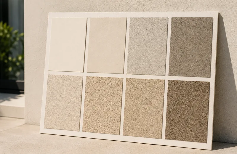 Stucco finish and color sample panel