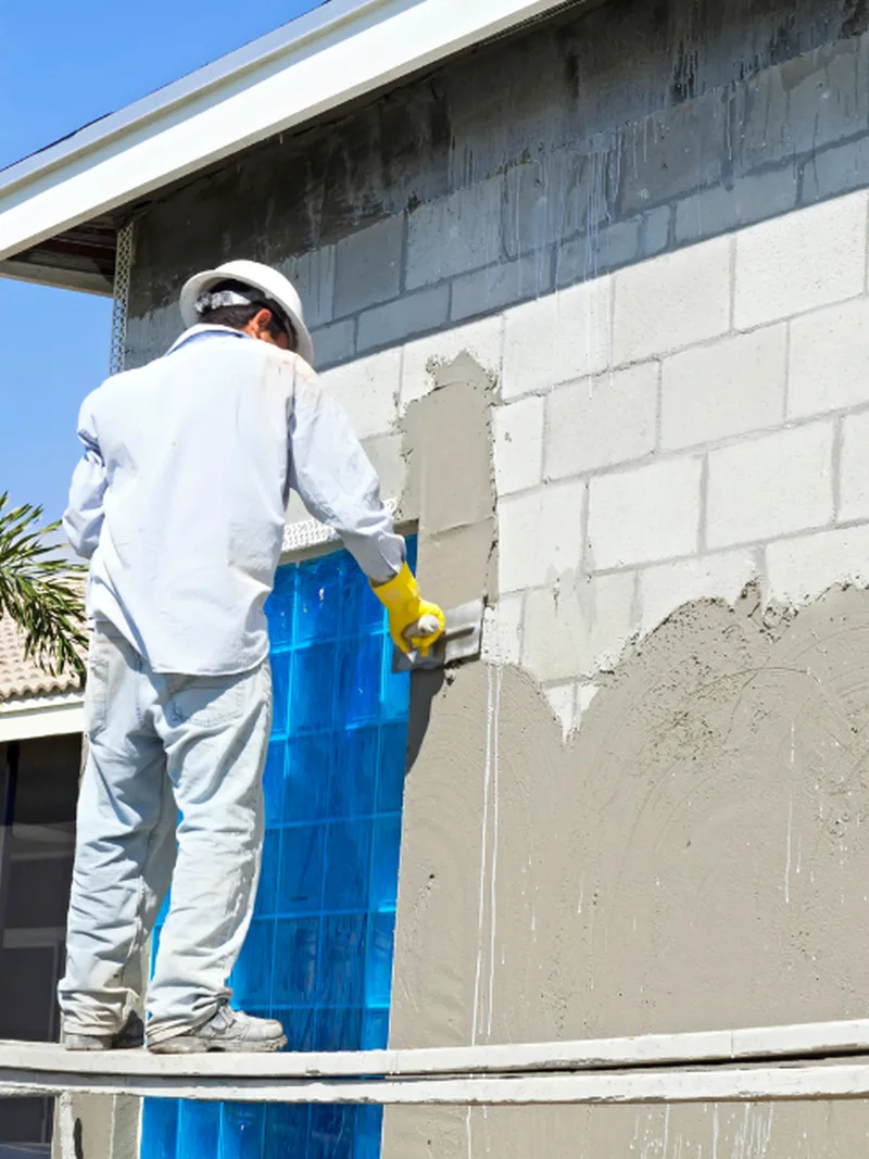 Applying a protective coating to an exterior stucco wall