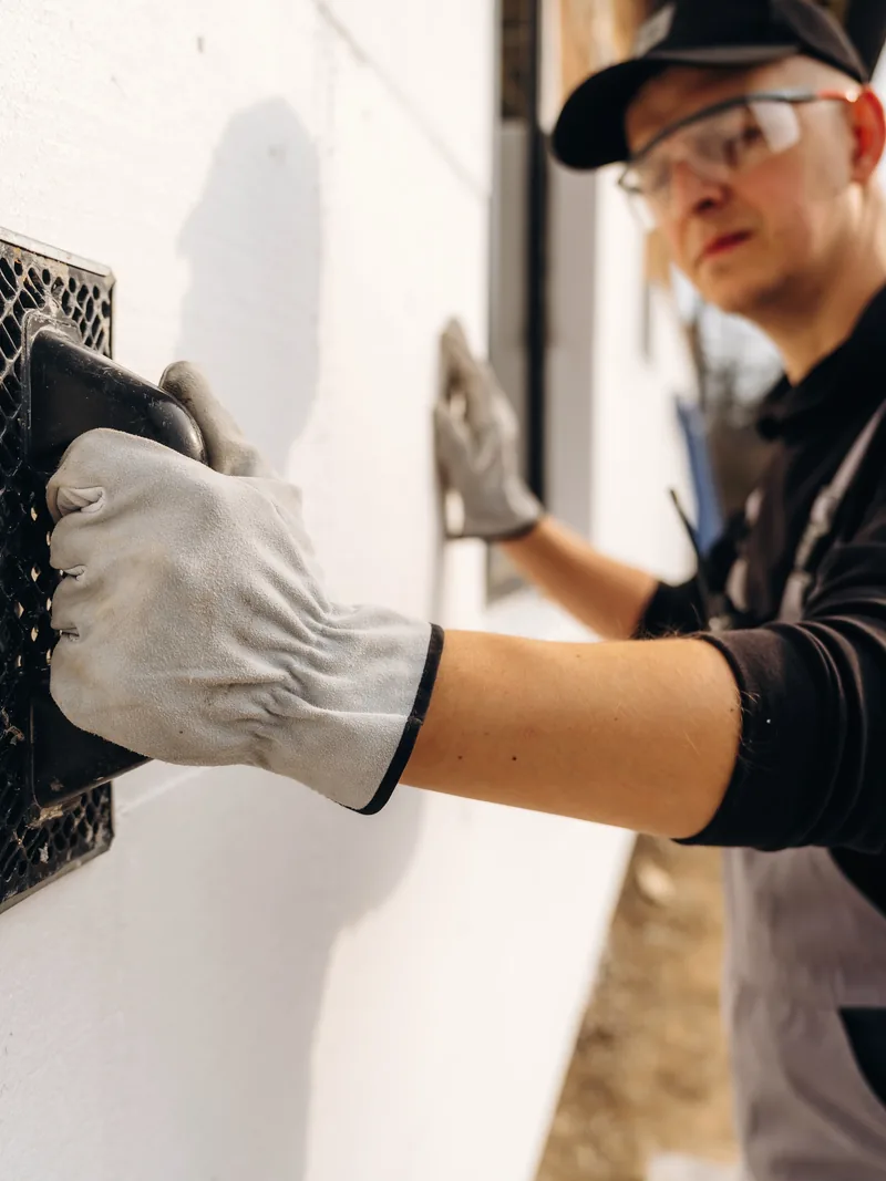 Floating the base coat of an EIFS wall